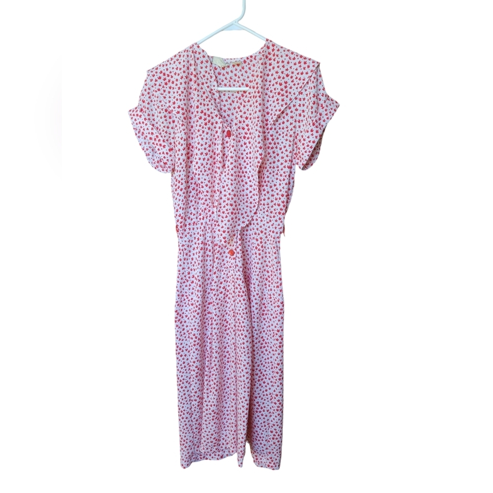 Vintage Christina Grant Red and White Maple Dress Size 6 LadyCore Retro